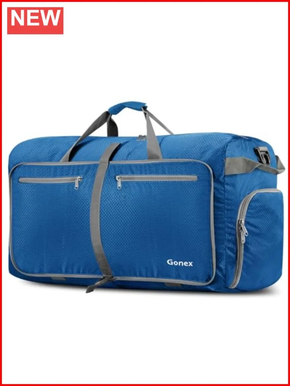 Large Foldable Travel Duffel Bag with Shoe Compartment, 60L Water Repellent
